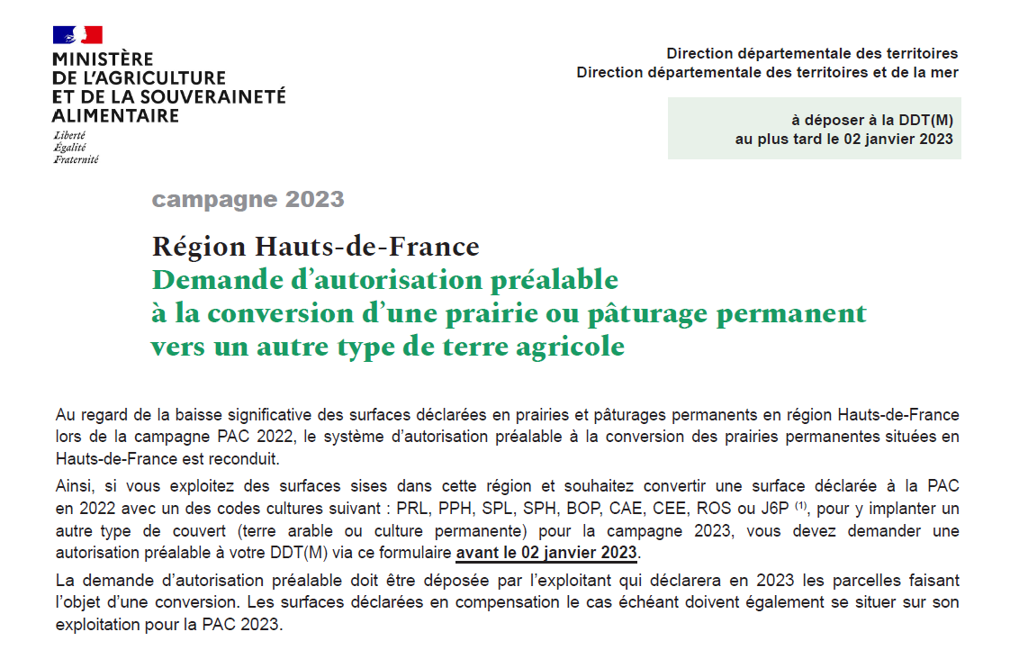 Retournement des prairies maintien du régime d autorisation préalable